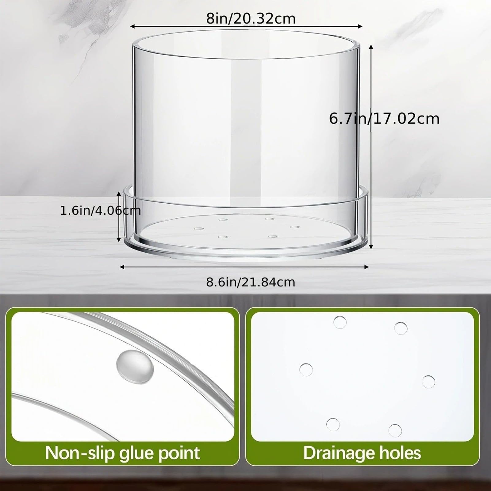 Pots transparents pour Godets de en acrylique réutilisables avec soucoupe