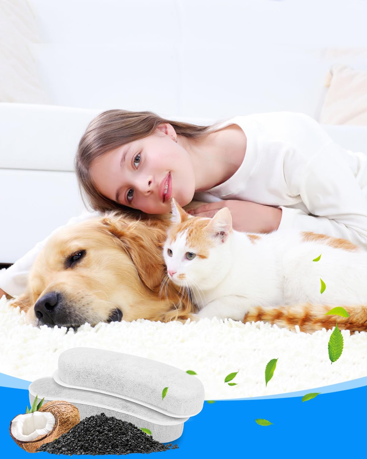 Paquete de 12 filtros de fuente de agua de repuesto para perros compatibles con dispensador automático de cuencos de agua W600, filtros de carbón para fuente de agua para perros de 200 onzas/6