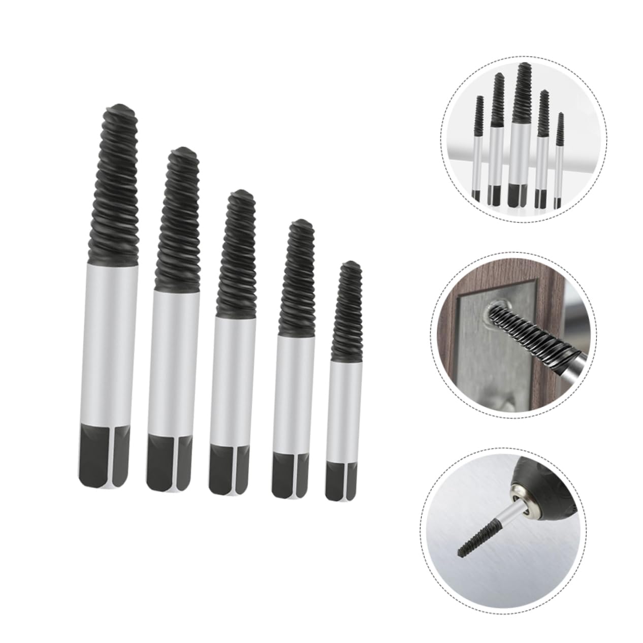 Homoyoyo Stripped Screw Remover Tool 5pcs Screw Extractor Set Bolt Extractor Kit Precision Structure Easy to Use