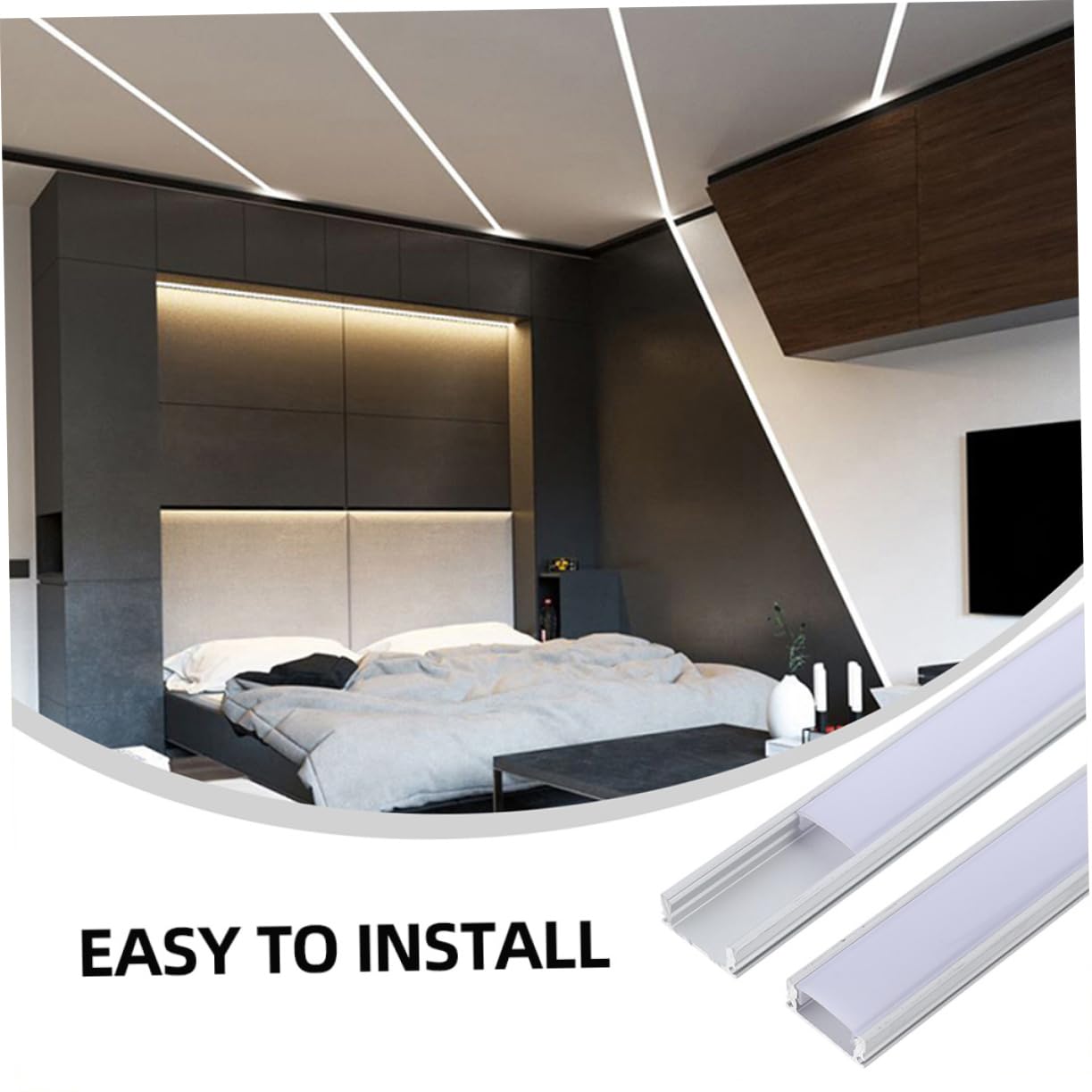 8sets Led Aluminum Channel System Kit U-Shape Strip Light Housing End Caps Easy Installation for Home and Commercial Lighting Decor