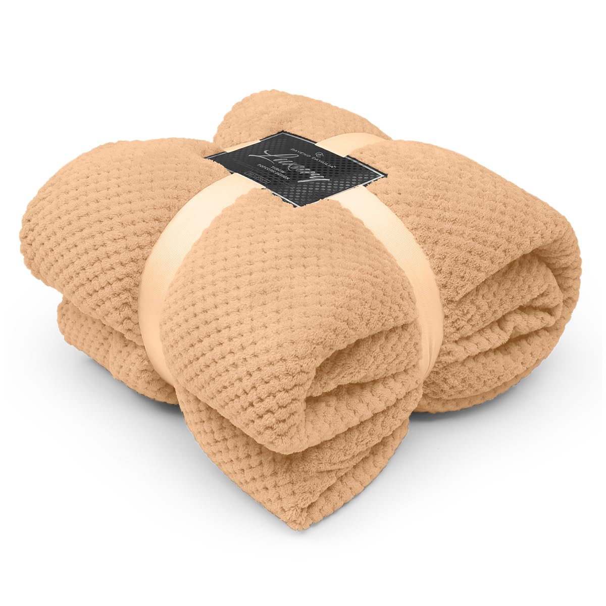 Gc Gaveno Cavailia Popcorn-Peach Teddy Popcorn Throw Fleece Travel Blanket, Lightweight Honeycomb Blanket For Bed Settee Throws For Sofas Couch Chair, Double Size 150X200 Cm, Peach