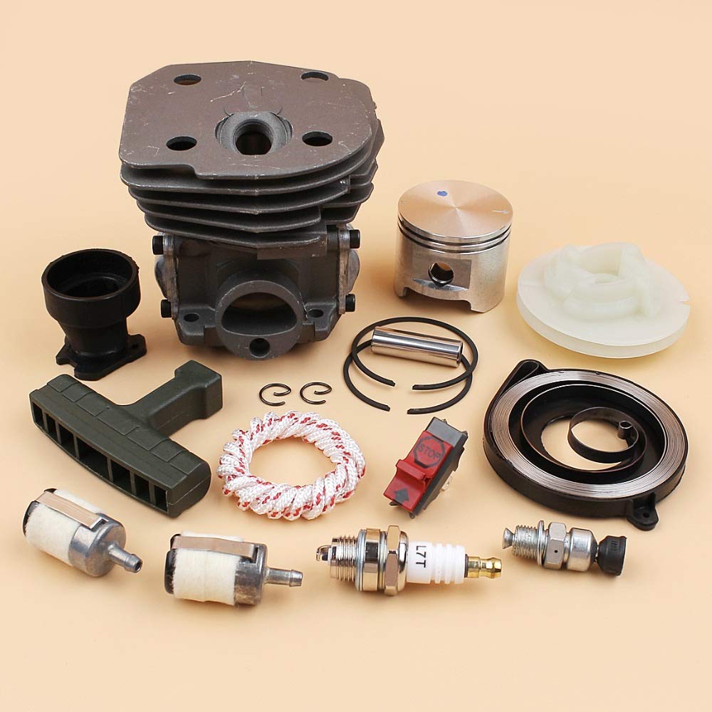 45mm Cilindro Pistone Regolatore Catena Molla Recoil Puleggia Aspirazione Set Compatibile con Husqvarna 340345350346 346XP 351 Pezzi di Ricambio Motosega