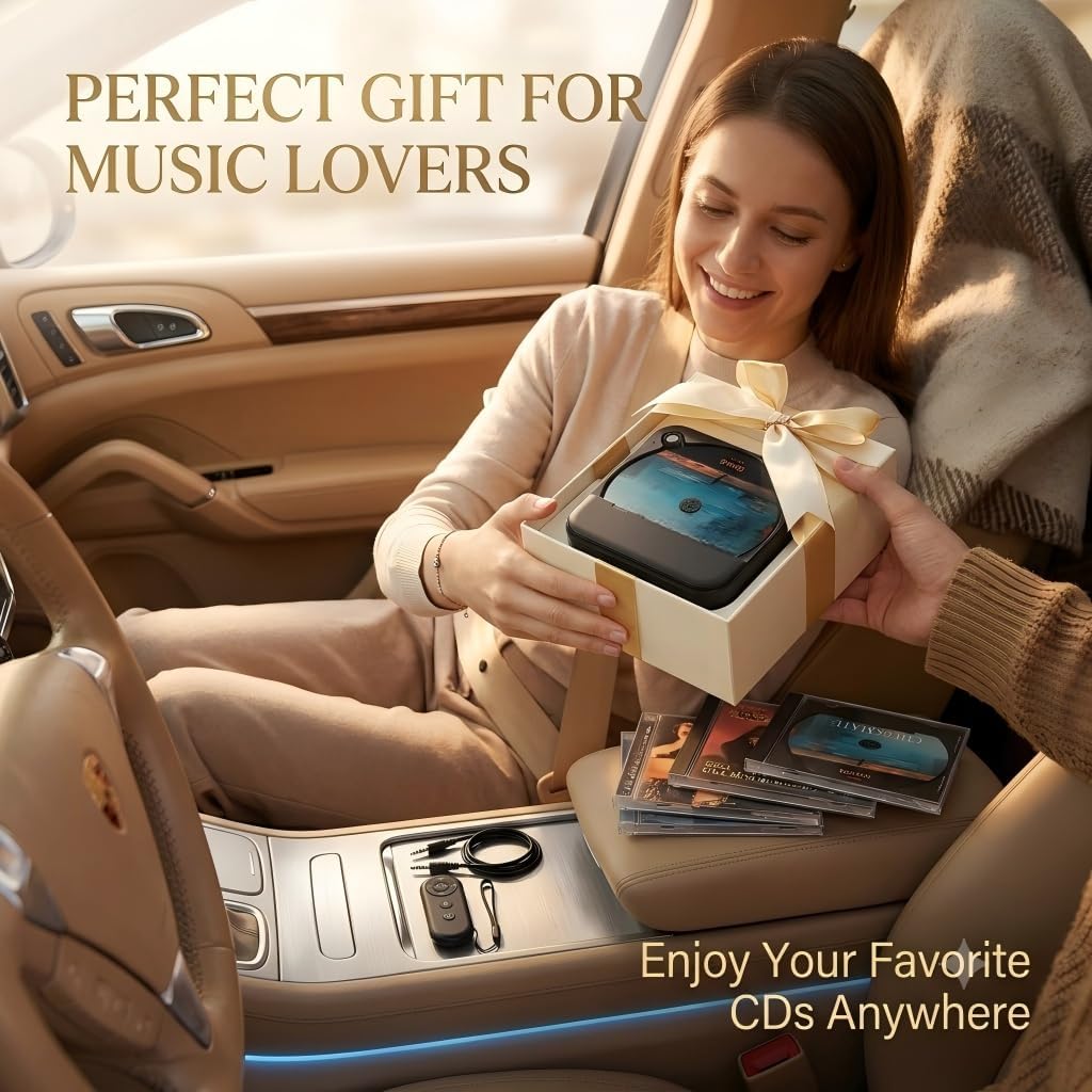 Portable Car CD Player with USB/AUX Port for Car, Truck, Computer