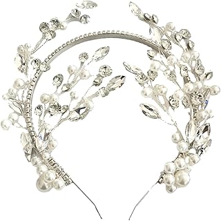 シルバー パール リーフ ブライダル パーティー ヘアアクセサリー ヘッドドレス カチューシャ 髪飾り 【J's select】