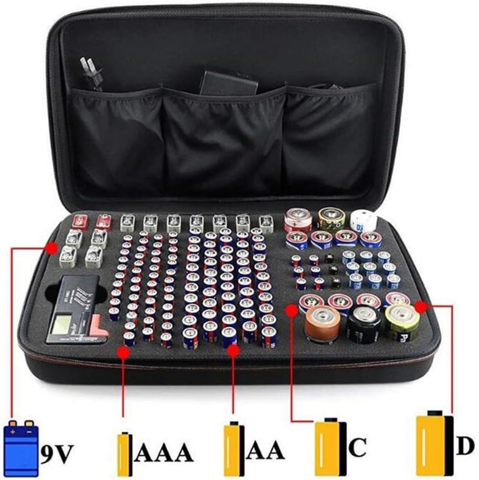 EVA Travel Case Pouch for 9V Battery Flat, AAA Batteries, AA C and D Batteries