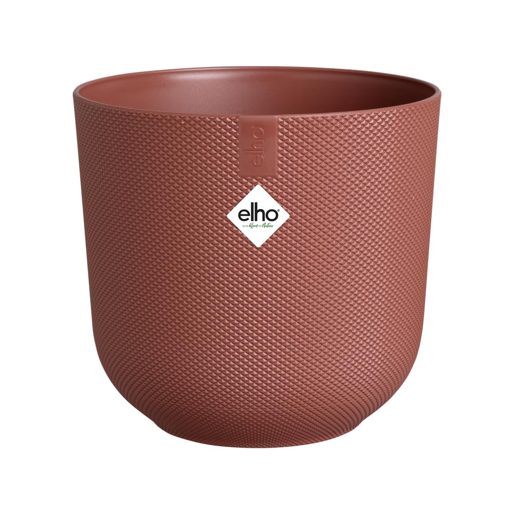 Elho Jazz Round 14cm - Vaso per piante da interno - Struttura unica - 100% plastica riciclata - Ø 14.2 x H 13.1 cm - Rosso/Rosso Toscano