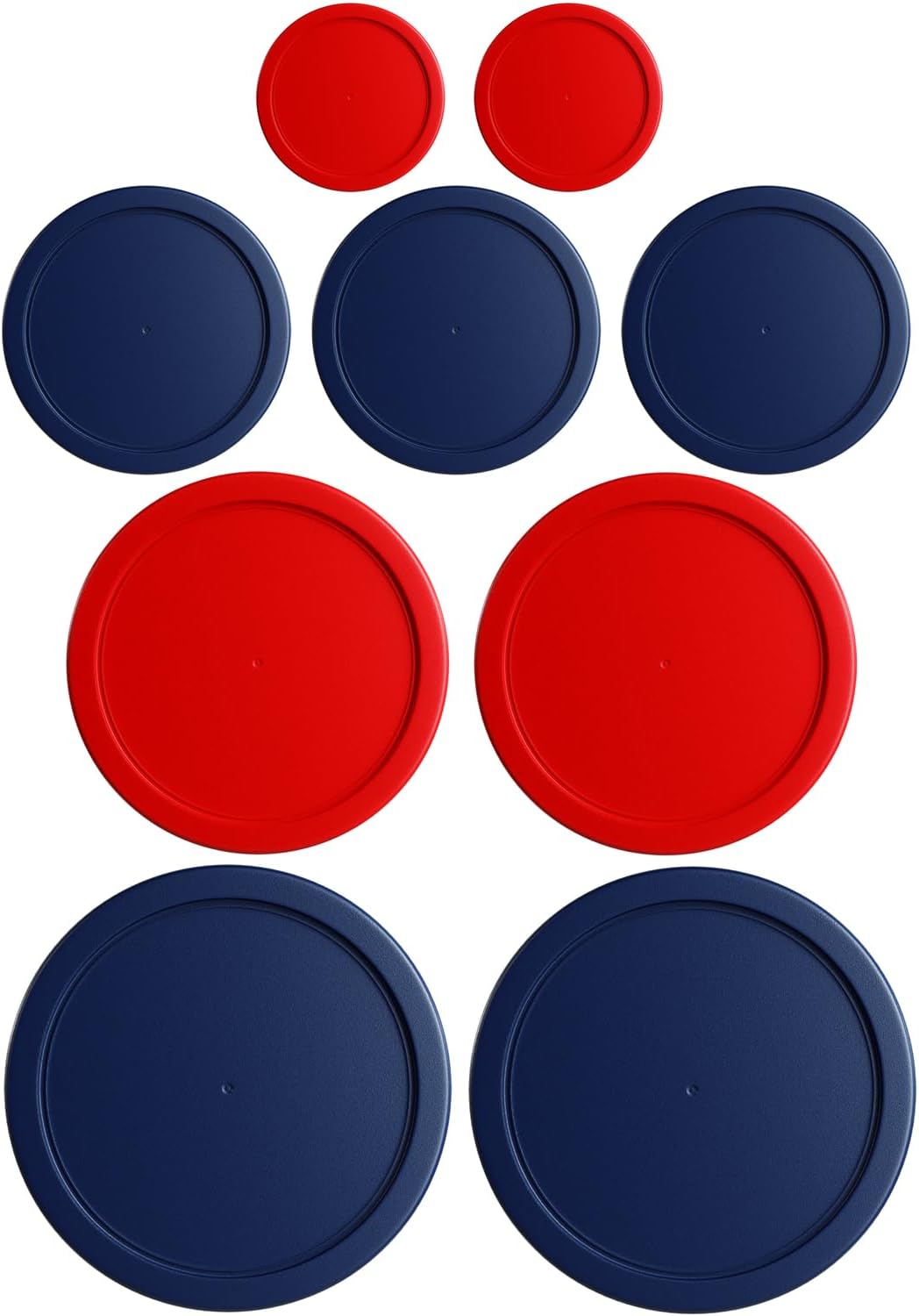 Replacement Lids for Pyrex Glass Food Storage Containers Round (2) for 7202-PC 1 Cup (3) for 7200-PC 2 Cup (2) for 7201-PC 4 Cup (2) for 7402-PC 6/7 Cup Red Blue