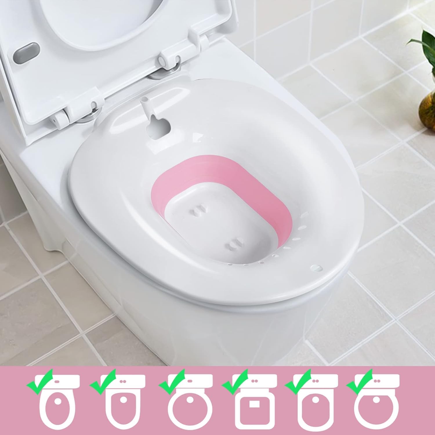 Bains de siège pliable pour siège de toilette, bidet portable pour hémorroïdes, soins post-partum, traitement du périnée, siège à vapeur Yoni adapté aux toilettes standard, kit de trempage vaginal
