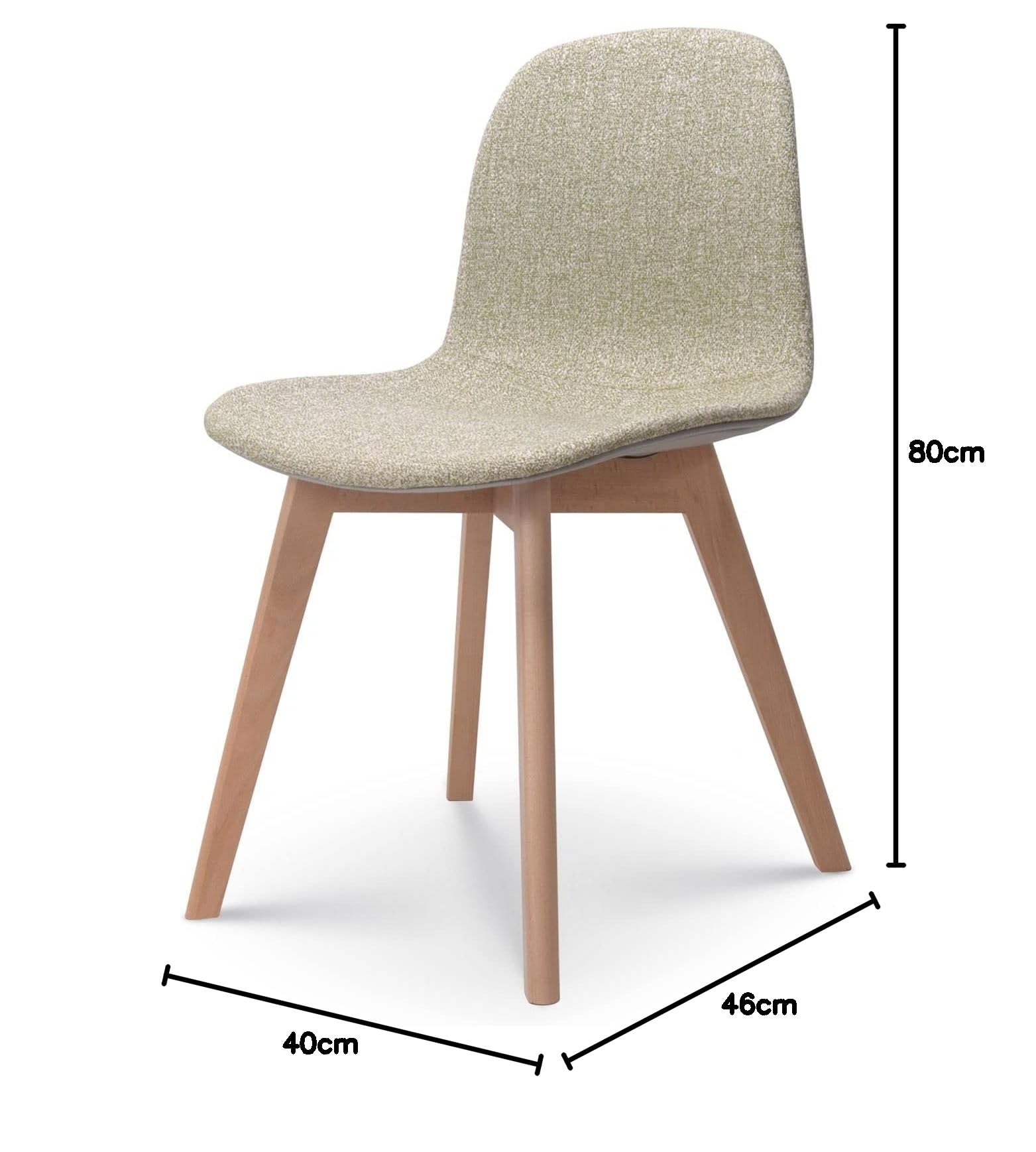 Chaise de salon confortable en tissu ANNA et pieds en bois naturel style scandinave