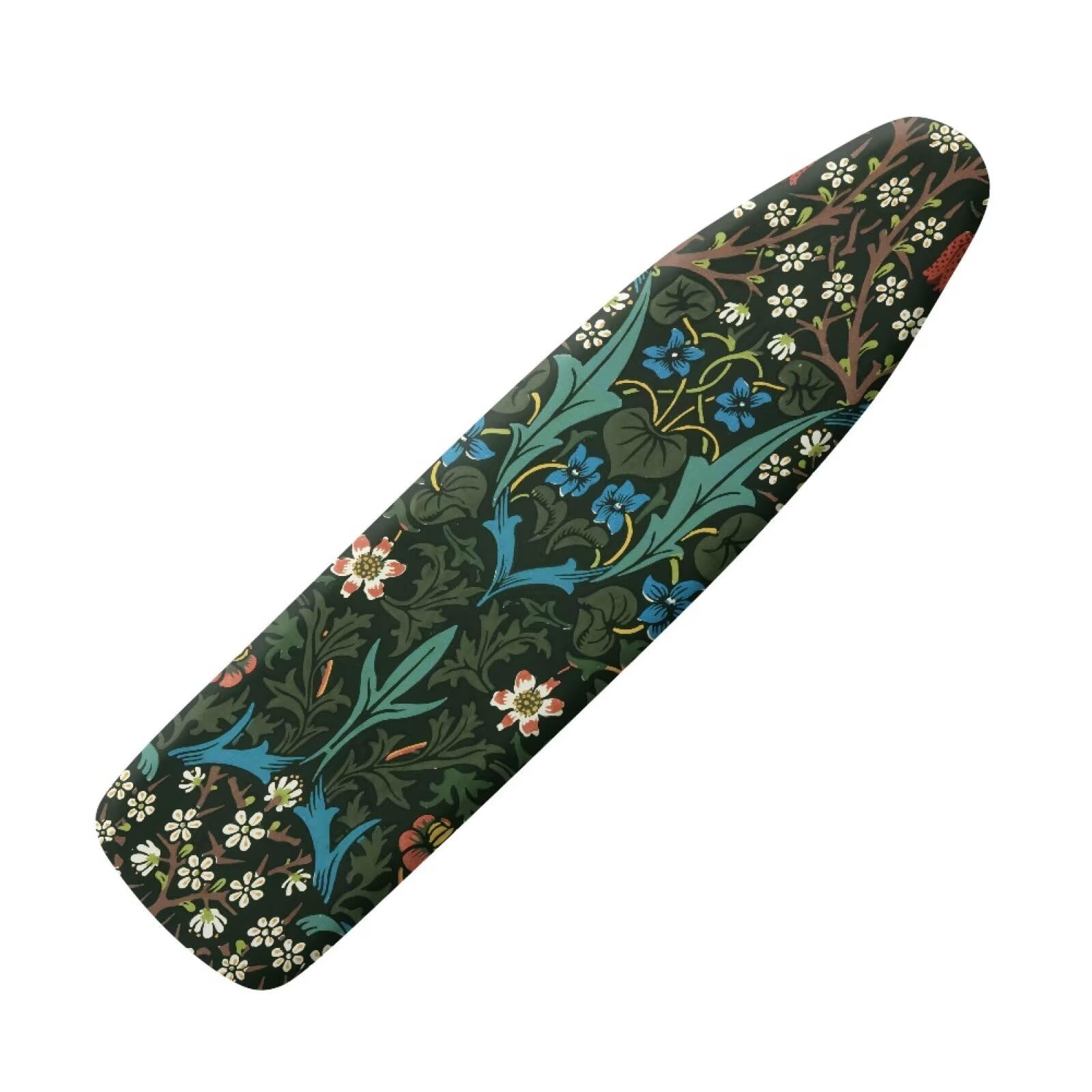 Buxolandt Retro Green Leaf Floral Print Ironing Board Cover 125x45cm, Iron Board Cover with Nose Pocket, Nylon Buckle Fastening Stain Resistant Scorch Resistant,Protection Covers with Elastic Edge