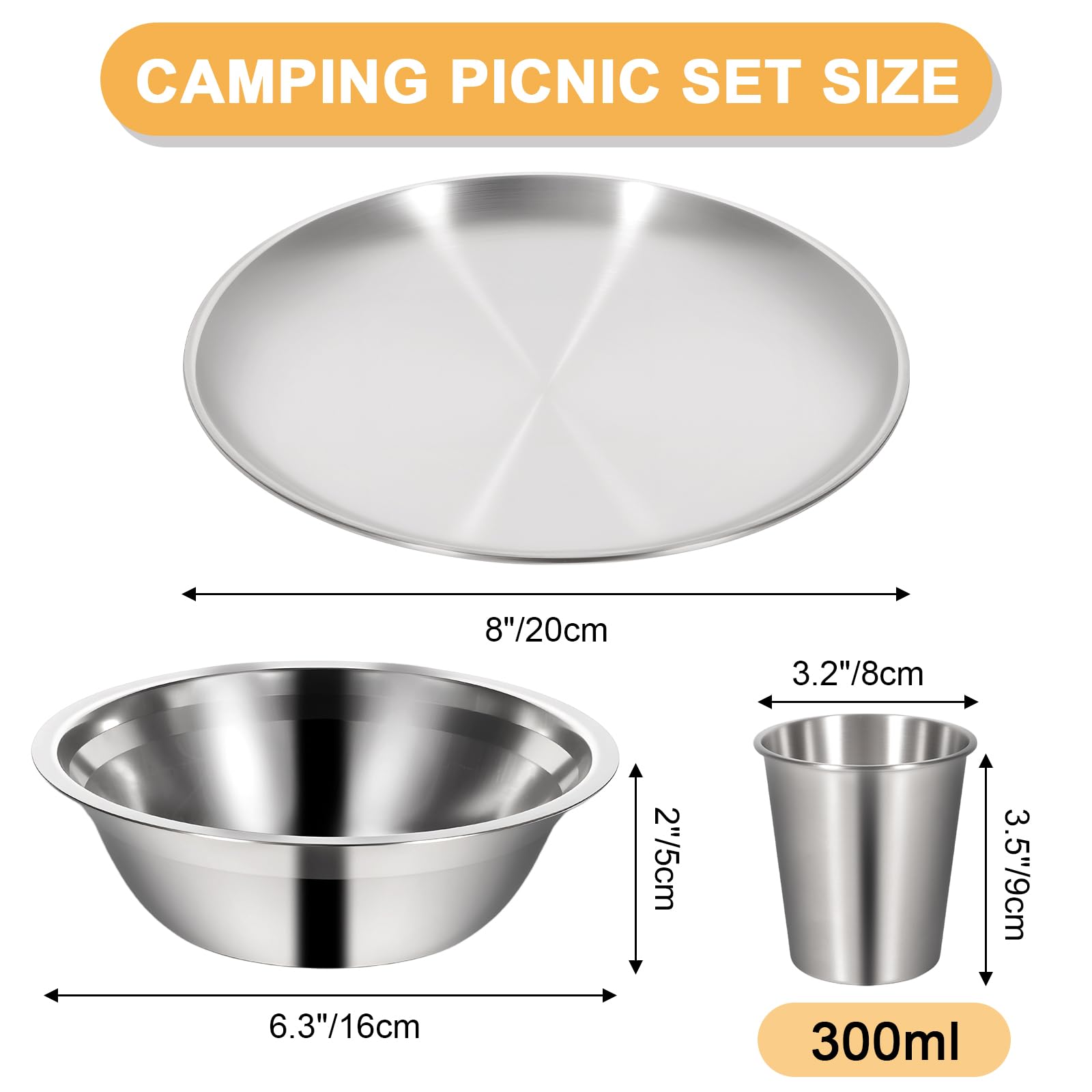 REDCAMP Campingbesteck Set 4 Personen, 29 Teiliges Outdoor Picknick Reisebesteck aus Edelstahl mit Etui Schüsseln Teller Tasse Messer Gabel Löffel, Camping Geschirr Set für Reisen Wandern