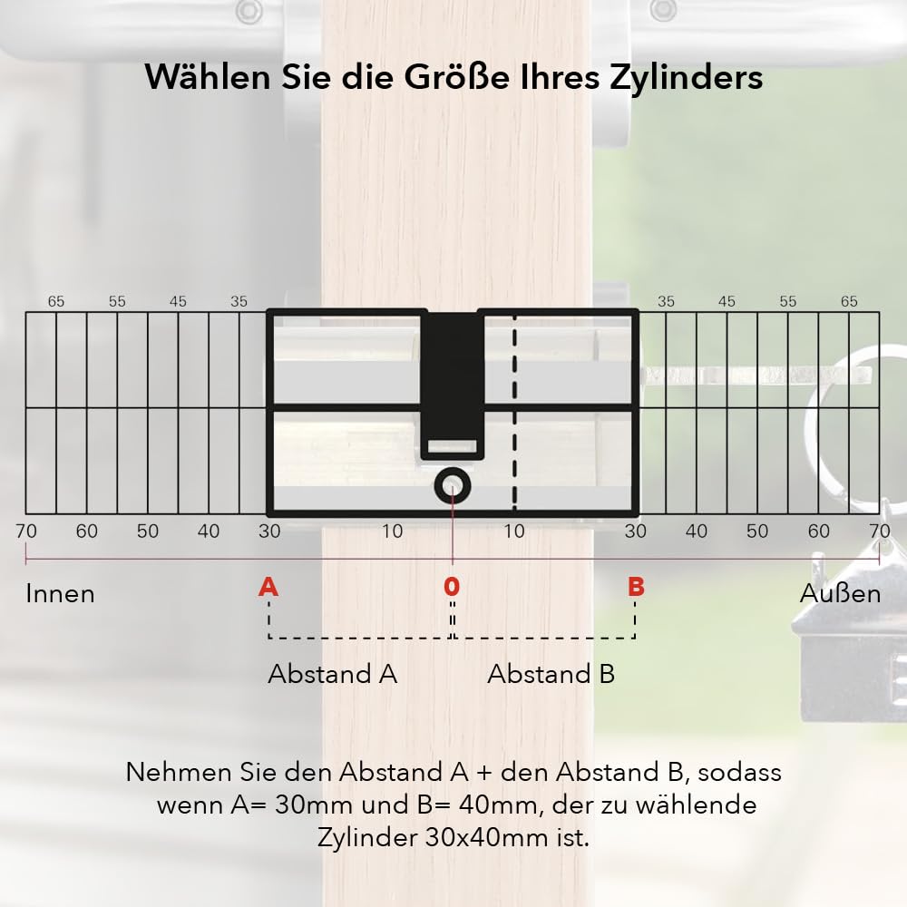 Transit 2 Schließzylinder 35 x 35 mm – Sicherheitssystem mit Nickel-Finish – für Eingangstür – Notfunktion – hergestellt in Frankreich – Lieferung mit 5 langen Schlüsseln THIRARD