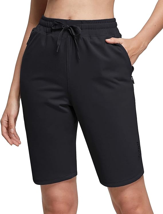 BALEAF Women's 10" Athletic Bermuda Shorts with Elastic Waist Knee