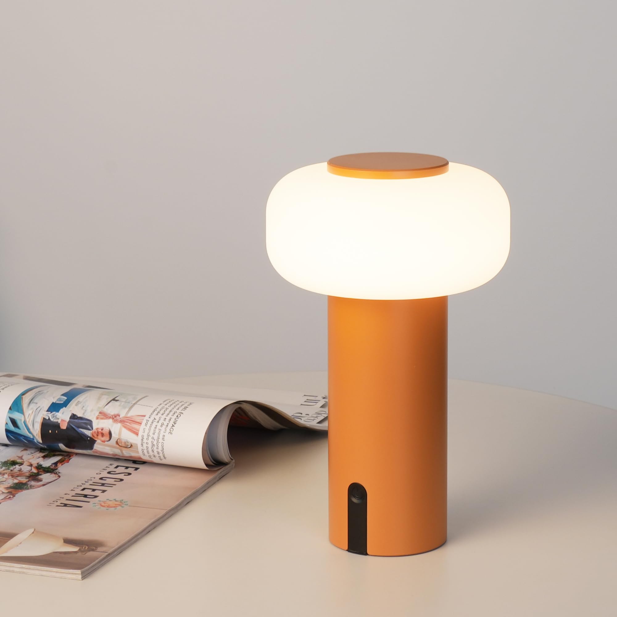 WEILAILUX Small Cordless Table Lamp Rechargeable, Portable Battery Operated Lamp with USB Charging, Touch Dimmable Night Light for Bedroom/Patio/Dinning/Outdoor/Camping (Orange)