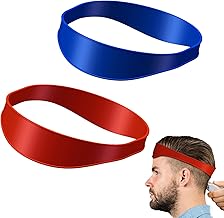 2PCS Fade Guide, Shaving Template Home Hair Cutting Guide, DIY Self Neckline Shaving Flexible Curved Fade Guide for Men, Portable Softness Silicone Hair Trimming Guide (Blue Red)
