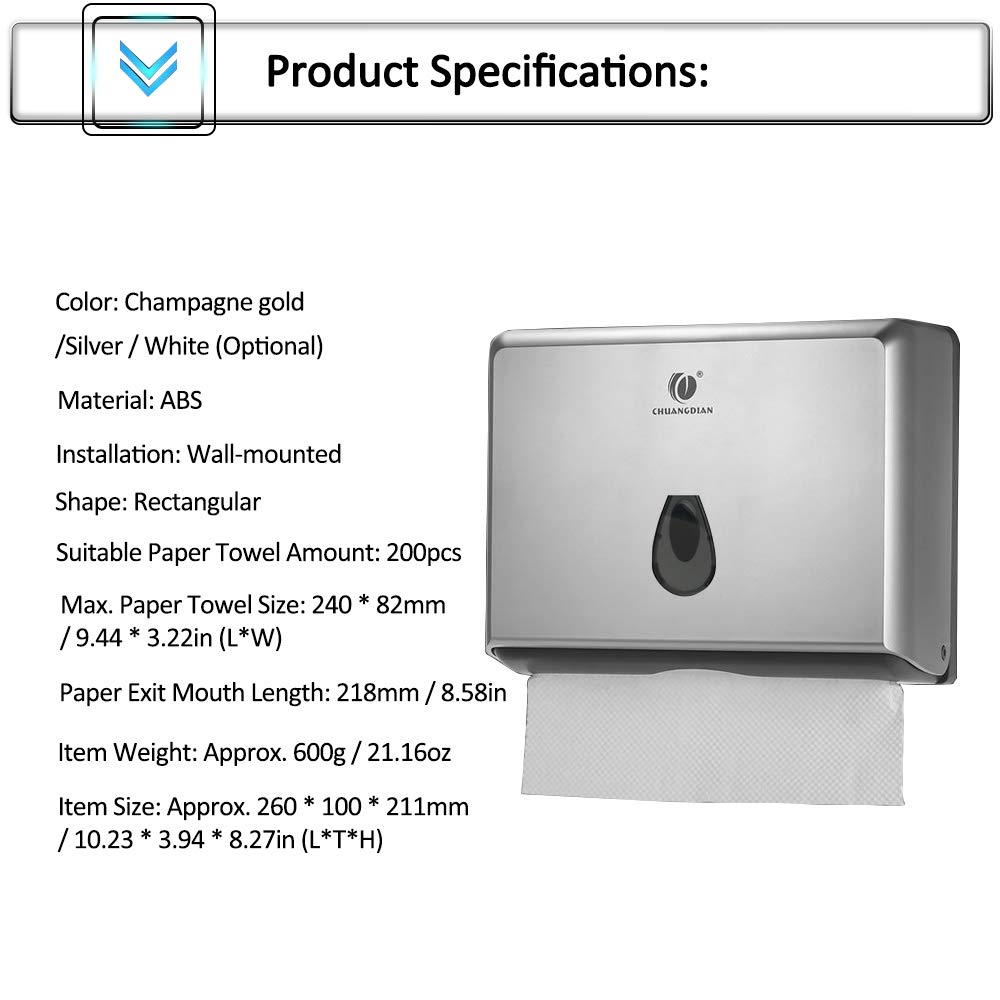 BBX Lephsnt CHUANGDIAN - Dispensador de Toallas de Pared para baño