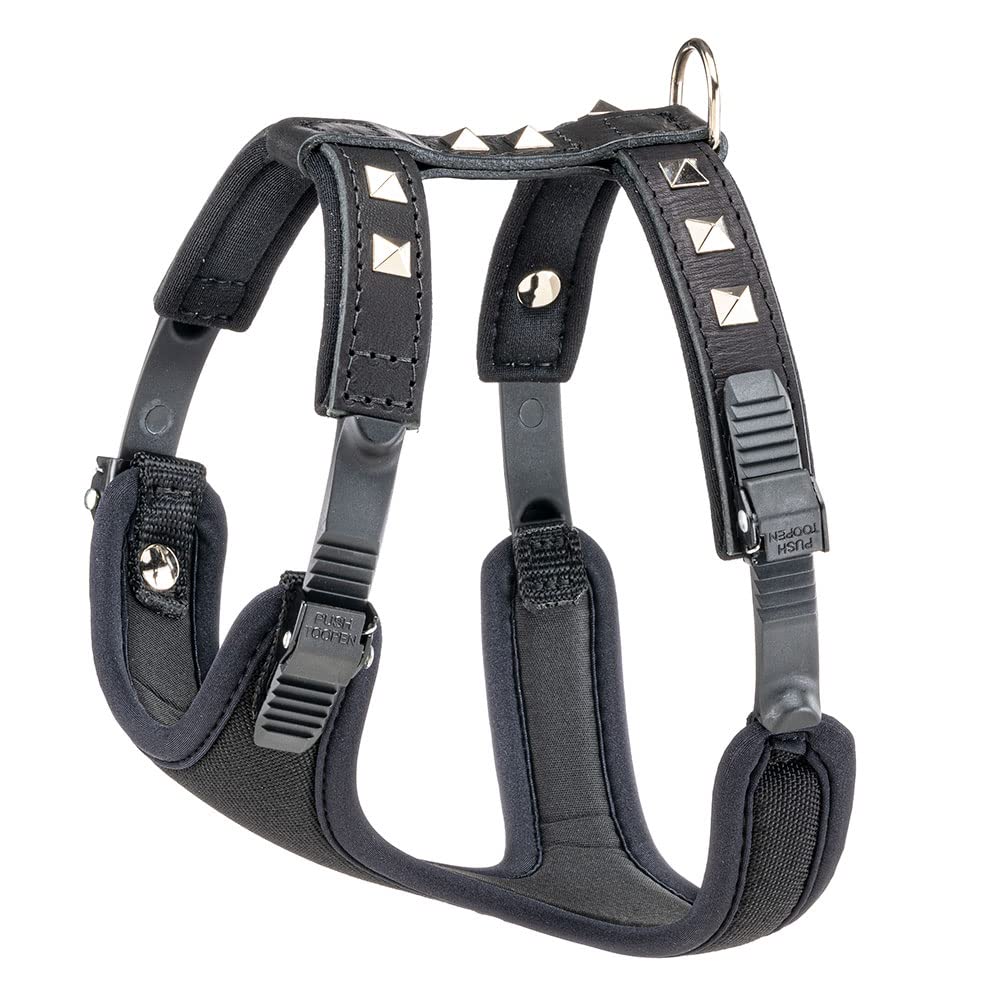 Ferplast Pettorina per Cani GIOTTO LUXOR SMALL, in Vera Pelle con Borchie Argentate