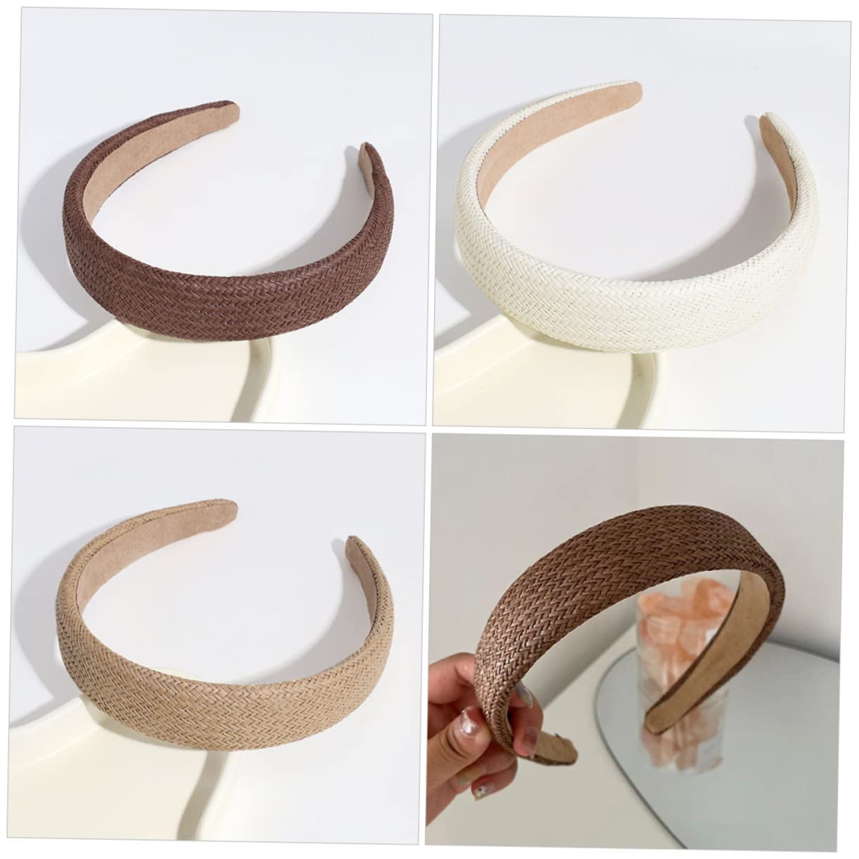 FRCOLOR 9 Pz fascia ampia fascia imbottita vimini fasce per ragazze bande barrette hair band cerchietti bambina fasce decorative da intrecciate plastica