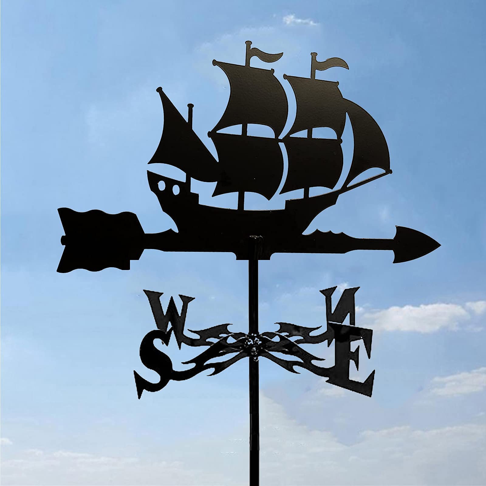 WIQUYBML Sailboat Weathervane Iron Retro Farm Scene Garden Stake Weather Vane Wind Weathercock Ornament Direction Indicator Professional Measuring Tools