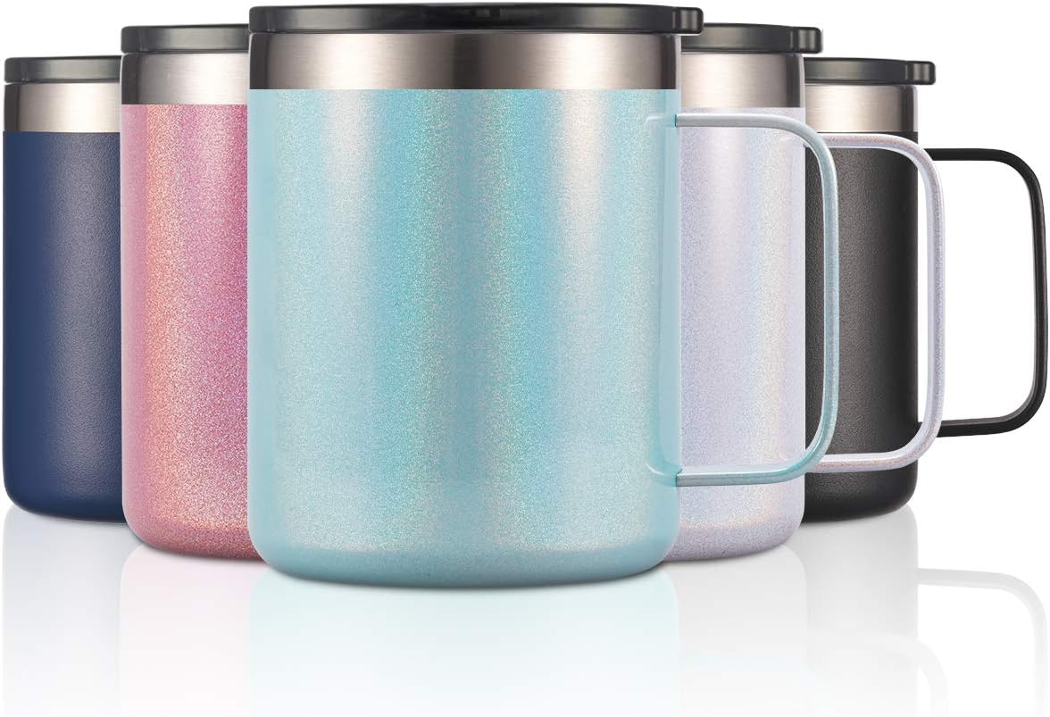 ❤ Crаzу Dеаlѕ ALOUFEA 12oz Stainless Steel Insulated Coffee Mug with Handle, Double Wall Vacuum Travel Mug, Tumbler Cup with Sliding Lid, MINIT GLITTER Flаѕh Sаlе ALOUFEA 12oz Stainless Steel Insulated Coffee Mug with Handle, Double Wall Vacuum Travel Mug, Tumbler Cup with Sliding Lid, MINIT GLITTER