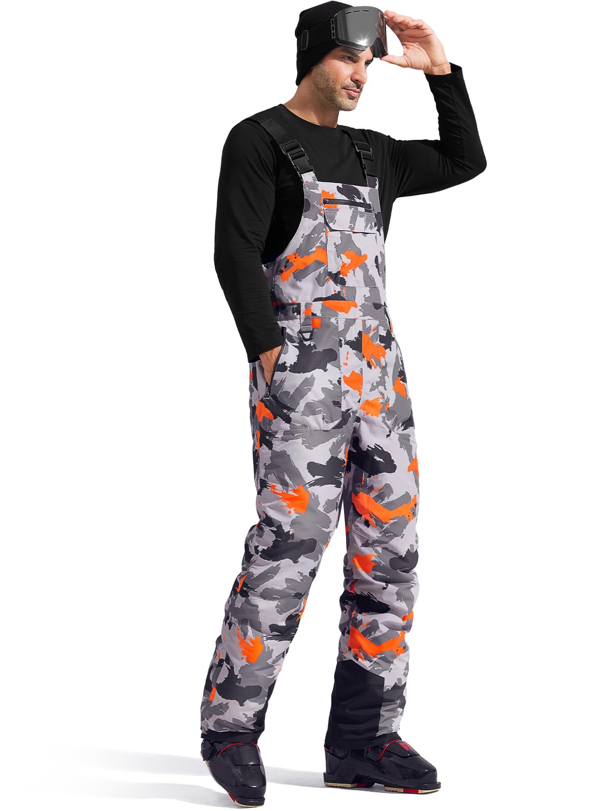 FREE SOLDIER Bavaglini da neve da uomo, pantaloni da sci Softshell, impermeabili, isolati, caldi, antivento, salopette da sci