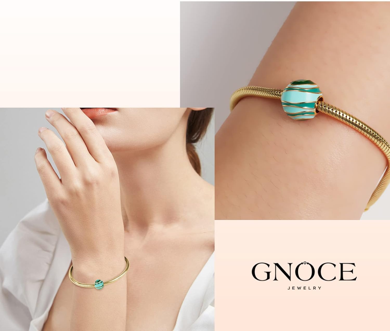 GNOCE Saturn Bead Charms for Bracelet 925 Sterling Silver 18K Gold Plated Solar System Eight Planets Charm For Women Wife (Uranus)