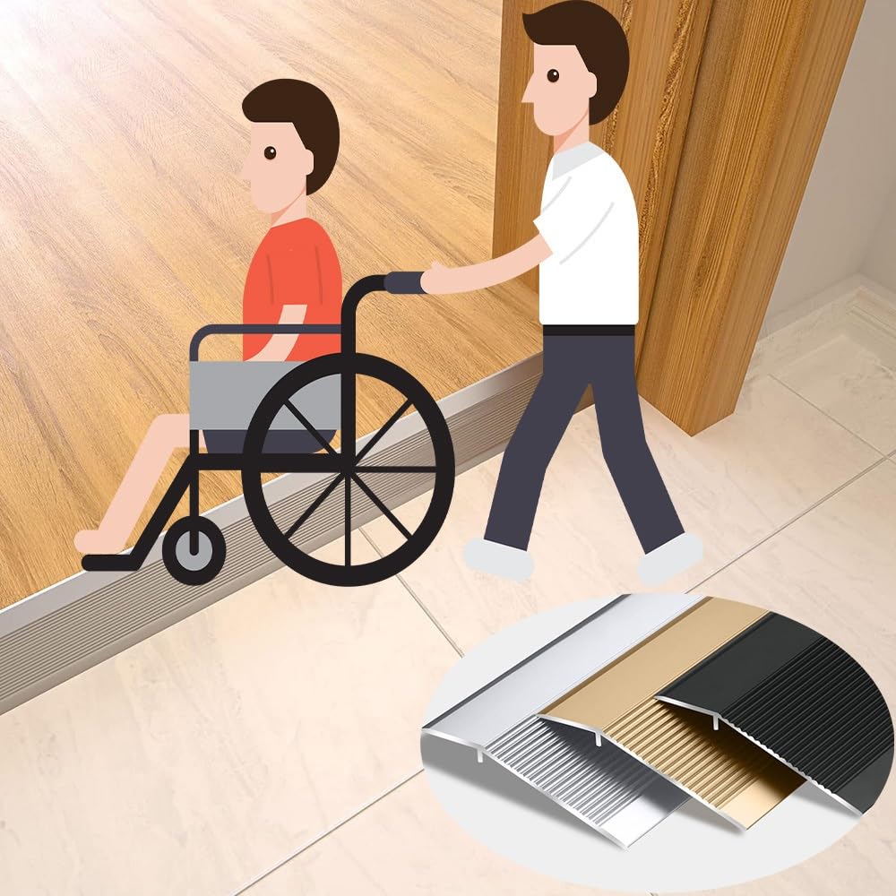 Vinyl Door Threshold Ramp, Self-Adhesive Transition Strip For Smooth Flooring, Ideal For Doorways, Sweeping Robots, And Wheelchair Access - View #3