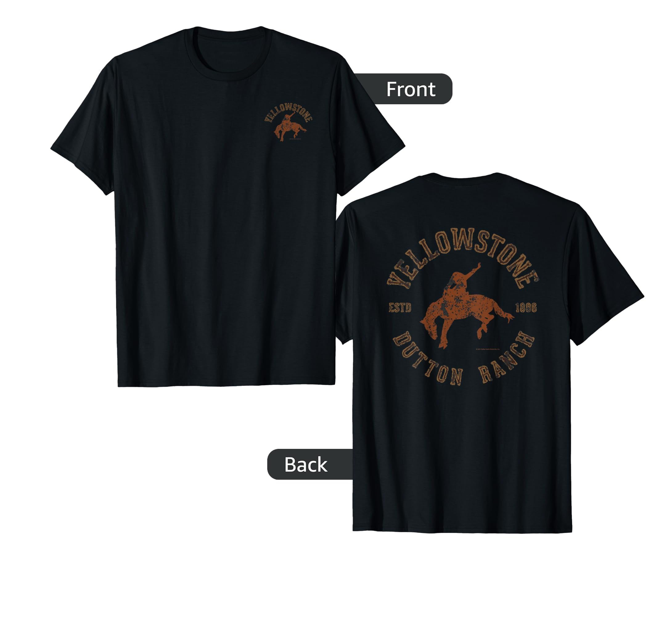 Yellowstone Dutton Ranch Cowboy Pocket Logo Front & Back T-Shirt Small