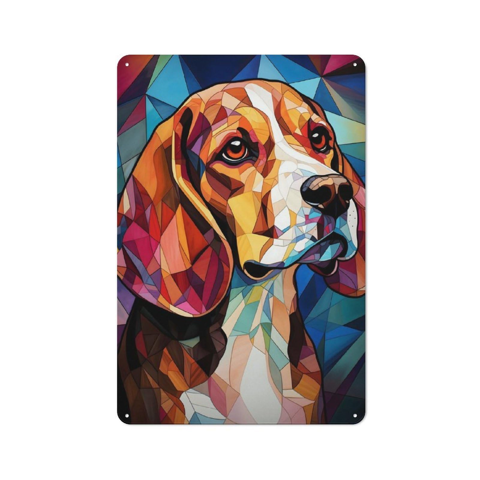Junmoney Beagle Dogs Stained Glass Metal Wall Sign 30X20cm Featuring For Home Bar Wall, Suited To Bar Sign Collectors