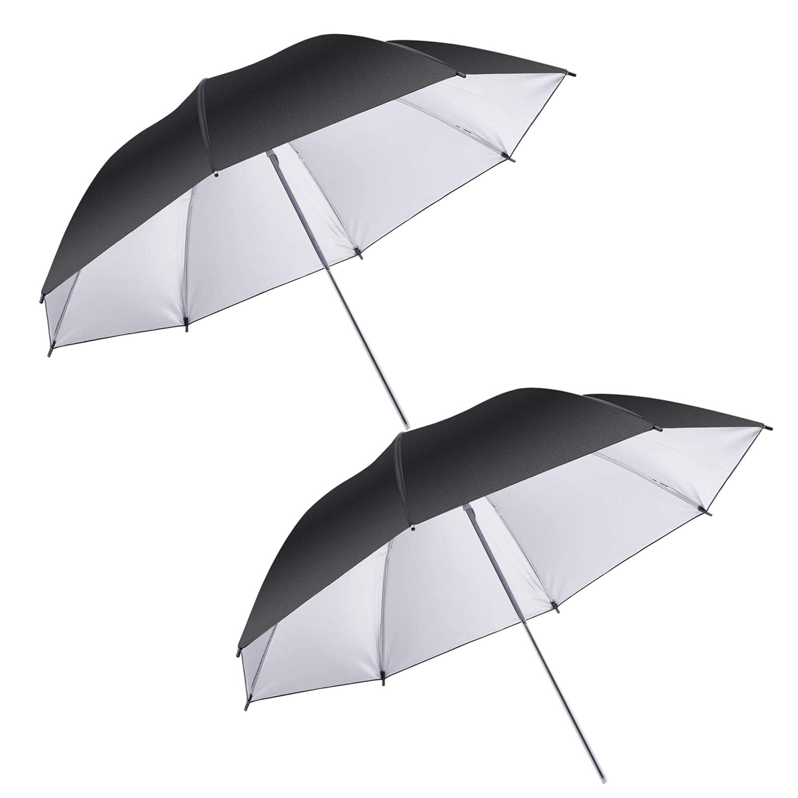 2x 33 pouces argent noir parapluie pour la photographie et la vidéo d'éclairage réfléchissant