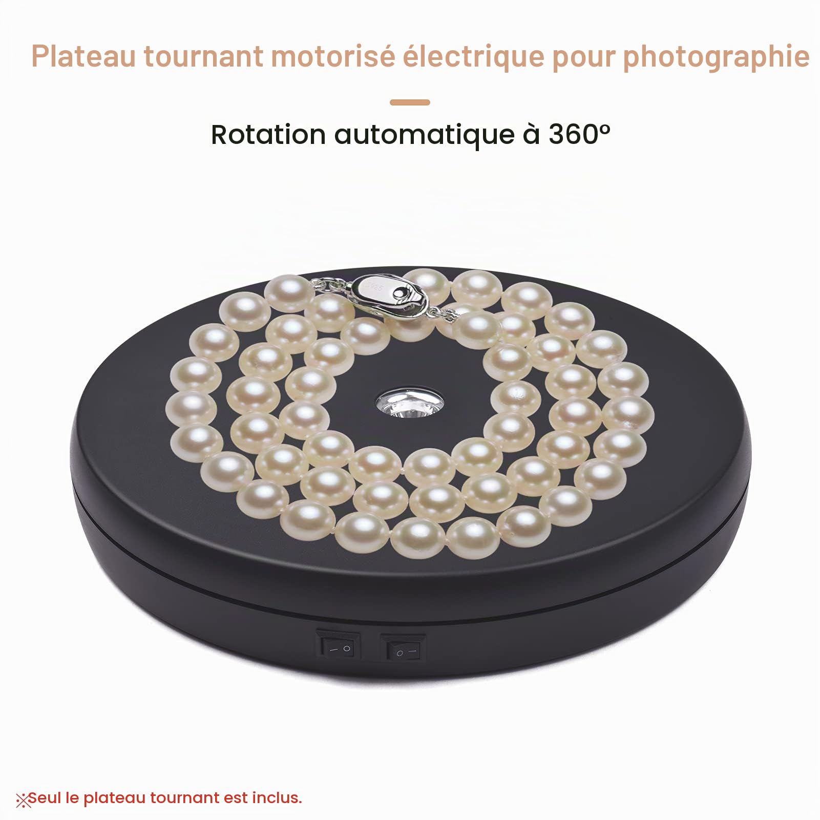 Andoer Socle Rotatif électrique, Plateau tournant électrique à 360°, Plateau tournant pour la Photographie, présentoir Rotatif avec éclairage LED pour Produits, Bijoux, Montres