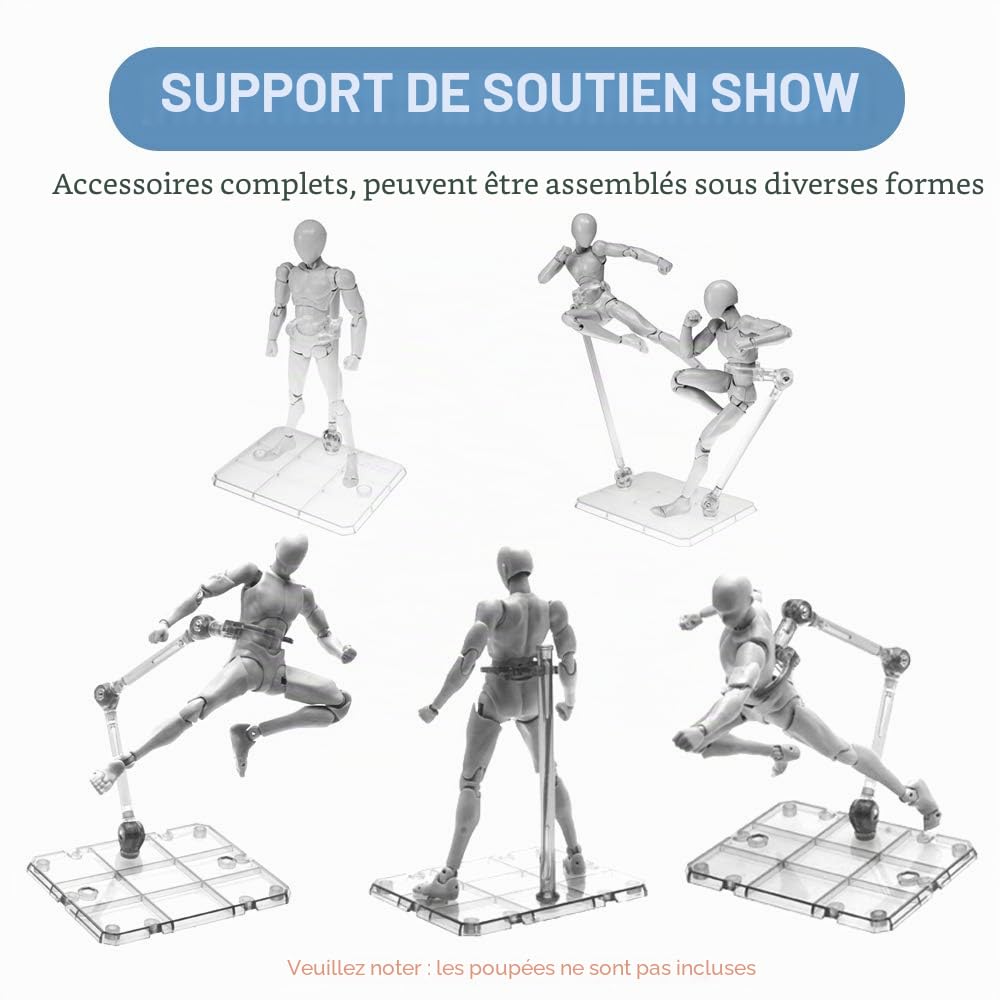 Lot de 8 supports de figurines d'action compatibles avec HG RG SD SHF Gundam 1/144 jouet avec tournevis transparent