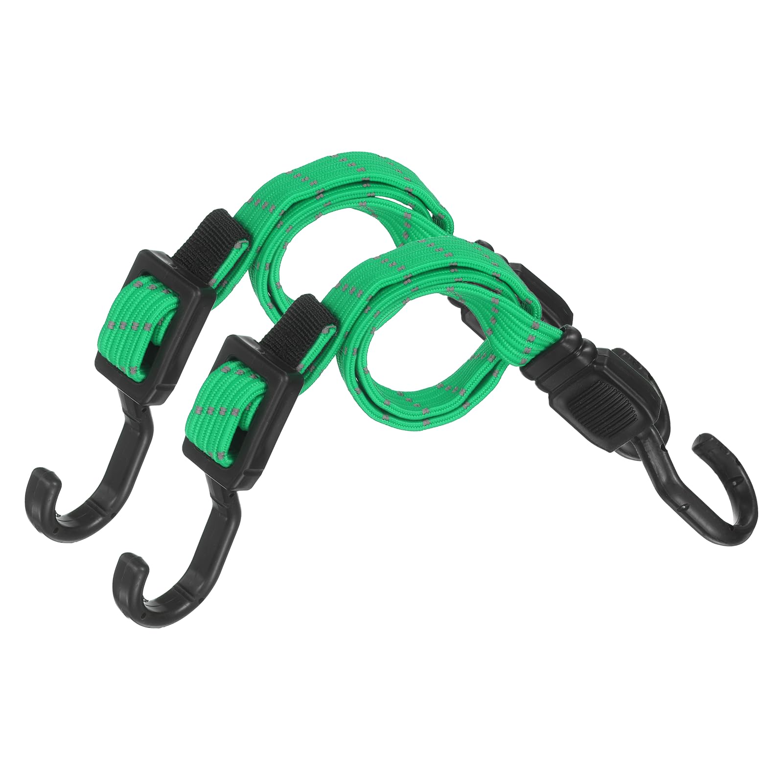 PATIKIL 60cm Adjustable Bungee Cords with Hook, 2Pcs Heavy Duty Outdoor Elastic Bungee Strap for Securing Luggage Moving Cargo, Bright Green