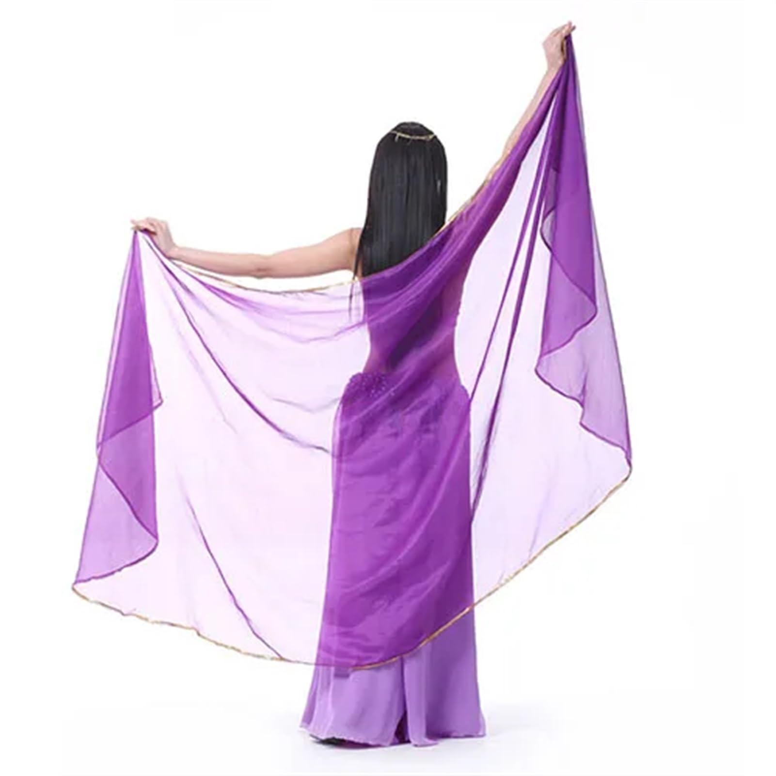 LPHFDCS Belly Dance Veil 1pcs Woman Belly Dancing Chiffon Veil Dance Dancing Costume Chiffon Shawl Veil 250 * 120CM Belly Dance Silk Scarf(Dark purple)