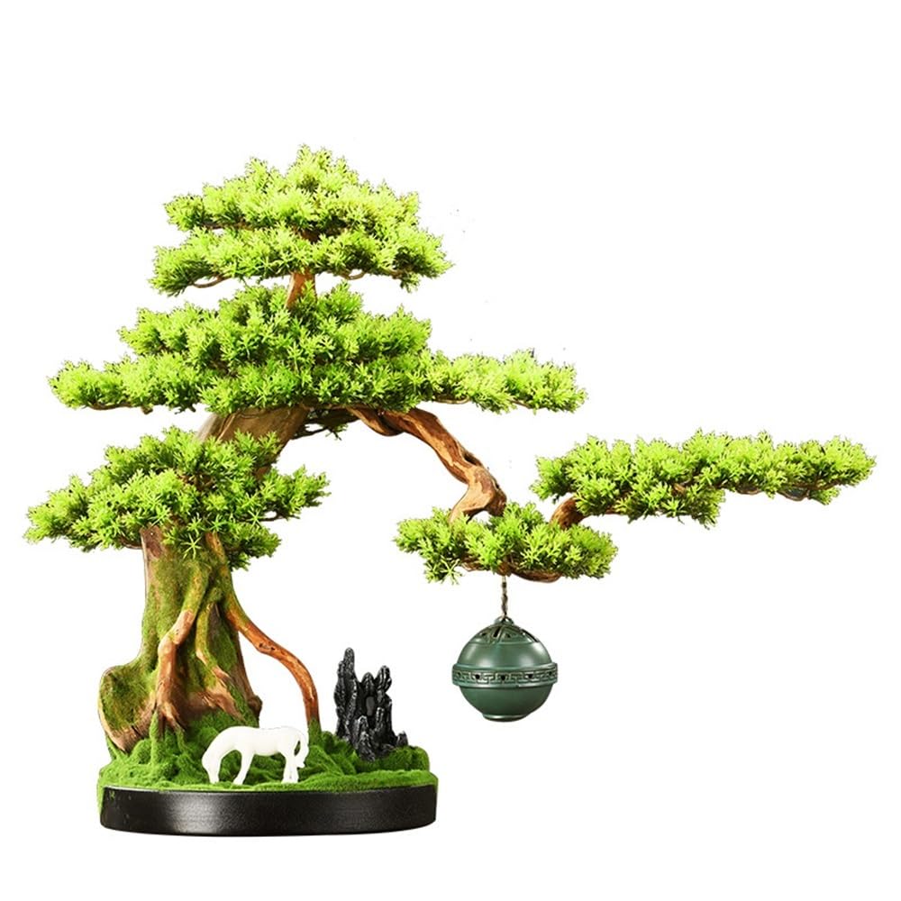 DFGHNBVC Artificial Plants Display Tree Artificial Bonsai Tree With Incense Burner Living Room Entrance Office Decoration Fake Plant Ornaments Book Shelf Decor Ornaments
