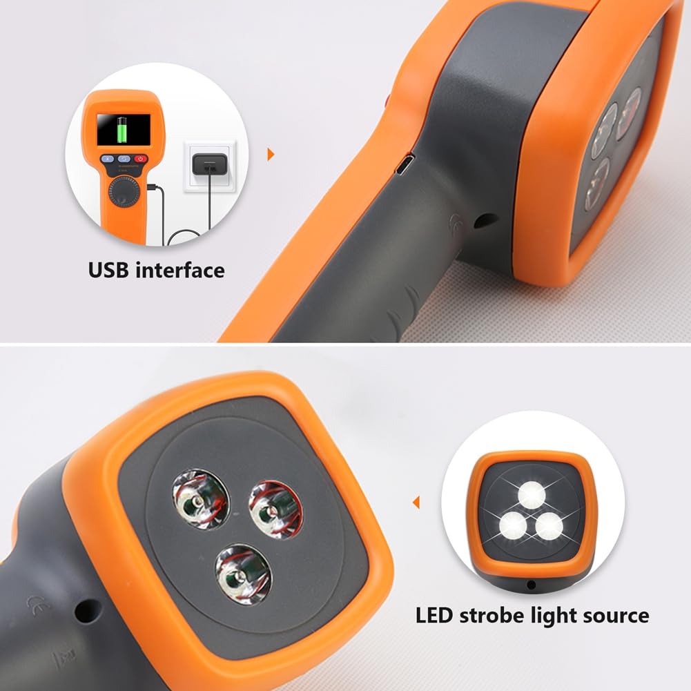 Estroboscopio Digital de Mano Que Mide Entre 60 y 49 999 RPM, Tacómetro Estroboscópico Sin Contacto, Tacómetro de Alta Precisión del 0,001%