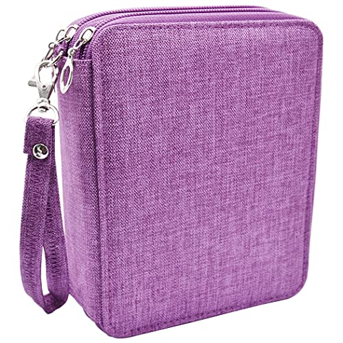 Image of Gullor Large Capacity 3 Layers Pencil Bag Pencil Holder Organizer - 78 Slots for Colored Pencils, Purple