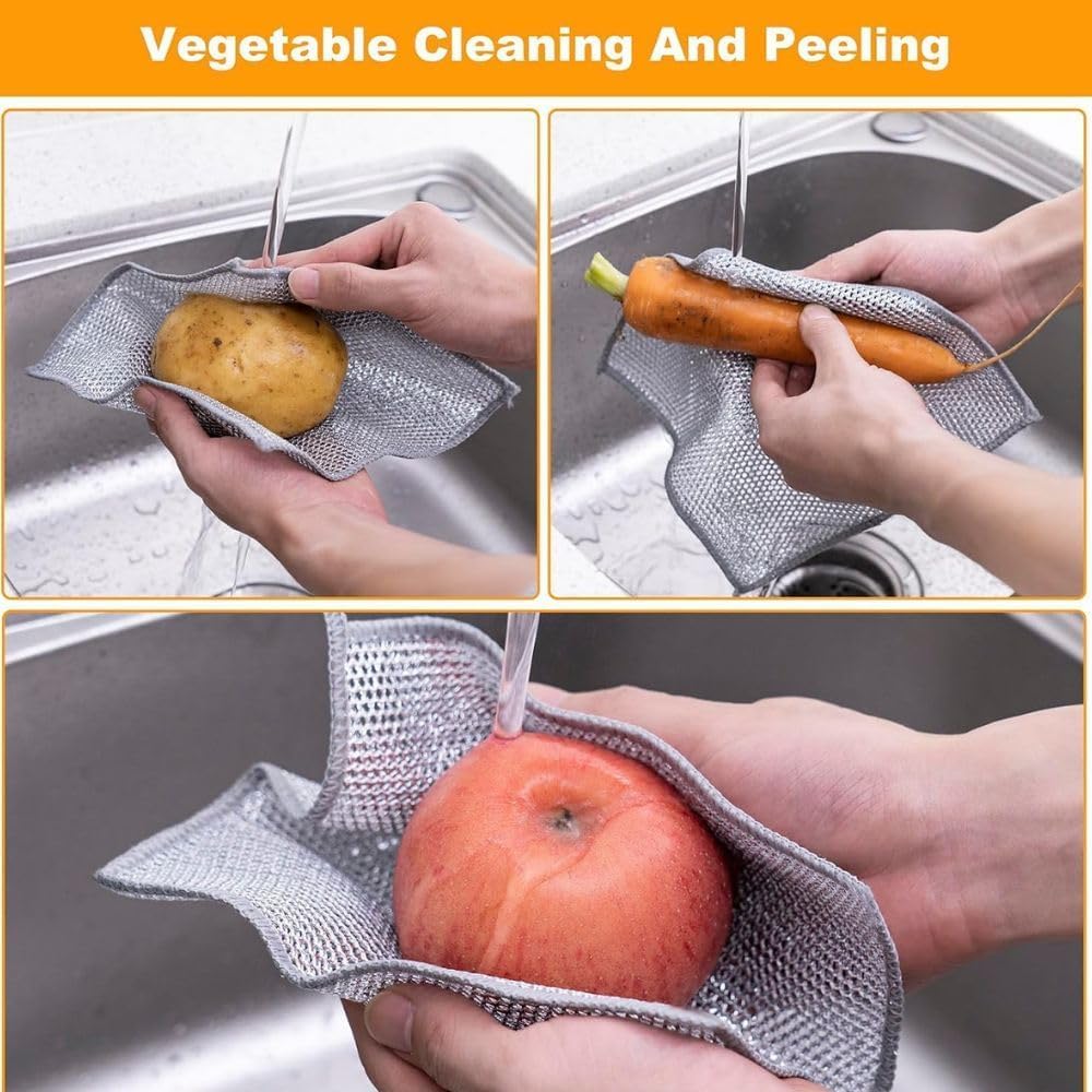 Radhav Mart Non Scratch Wire Dish Cloth (Pack of 10) Steel Scrubber for Utensils Cleaning, Wet and Dry Cleaning, Dish Wash Scrubber for Washing Dishes, Sinks, Counters 2