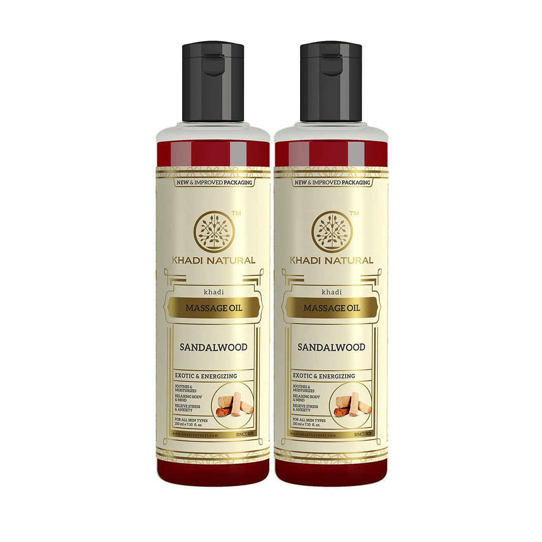 Khadi Natural Sandalwood Massage Oil|Stress relieving properties| Relaxes aches and pains|Aromatherapy| Suitable for All Skin Types| Pack of 2| (210 * 2) (420 ml) (B0D4QZM1M2) Amazon Price History, Amazon Price Tracker
