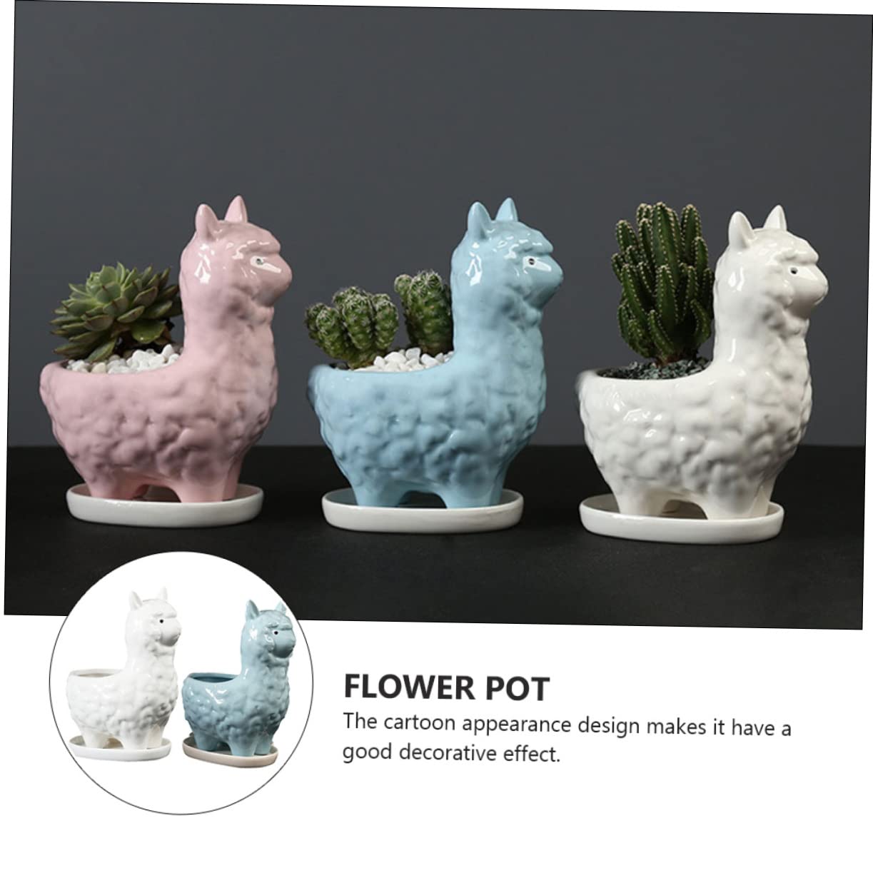2kawałki Ceramiczny Kwiatowy Doniczek z Alpaka Uroczy Do Sukulentów Bonsai Dekoracja Biurka Idealny Do Domu i Ogrodu
