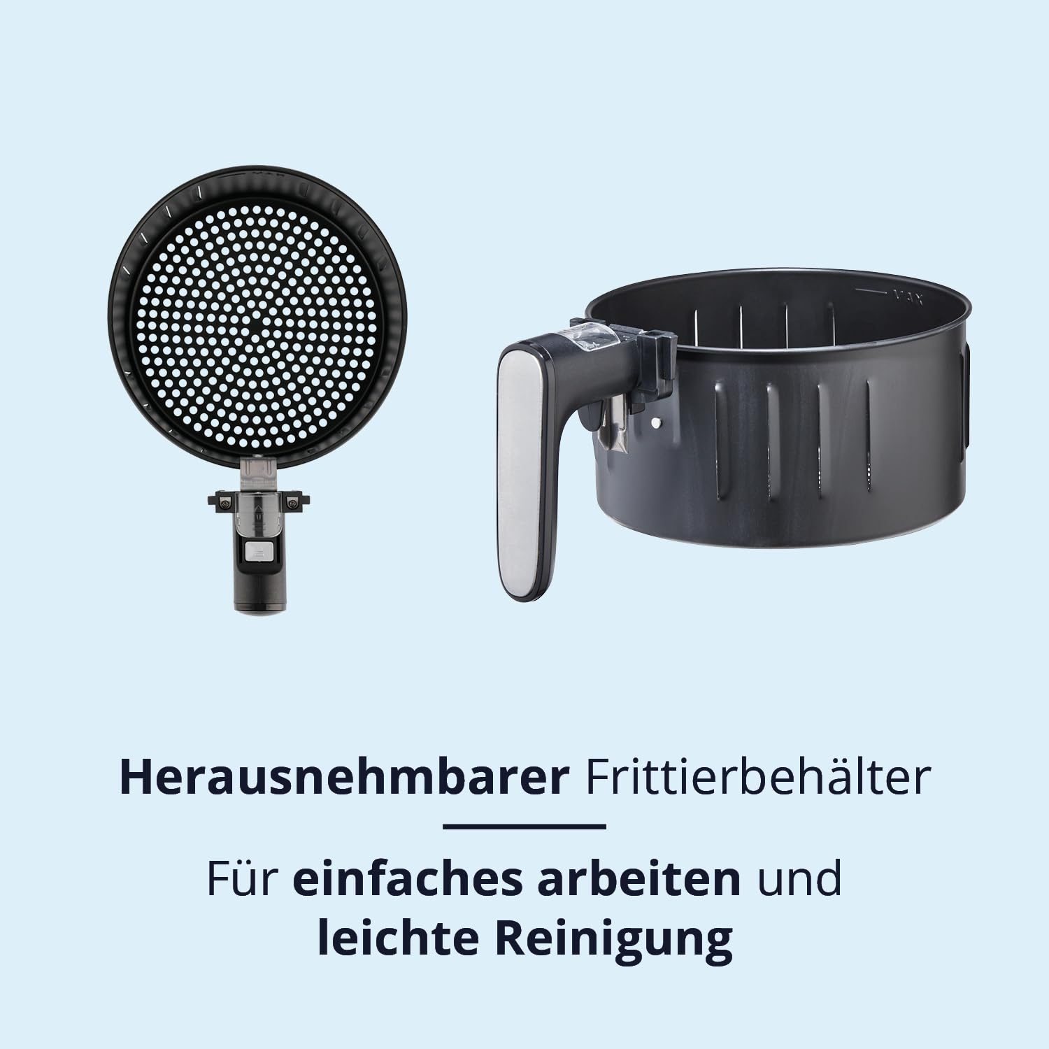 KHG Heißluft-Fritteuse Airfryer HLF-3200 silber 3,2 Liter herausnehmbarer Frittierkorb 1500 Watt Timer LED Anzeige