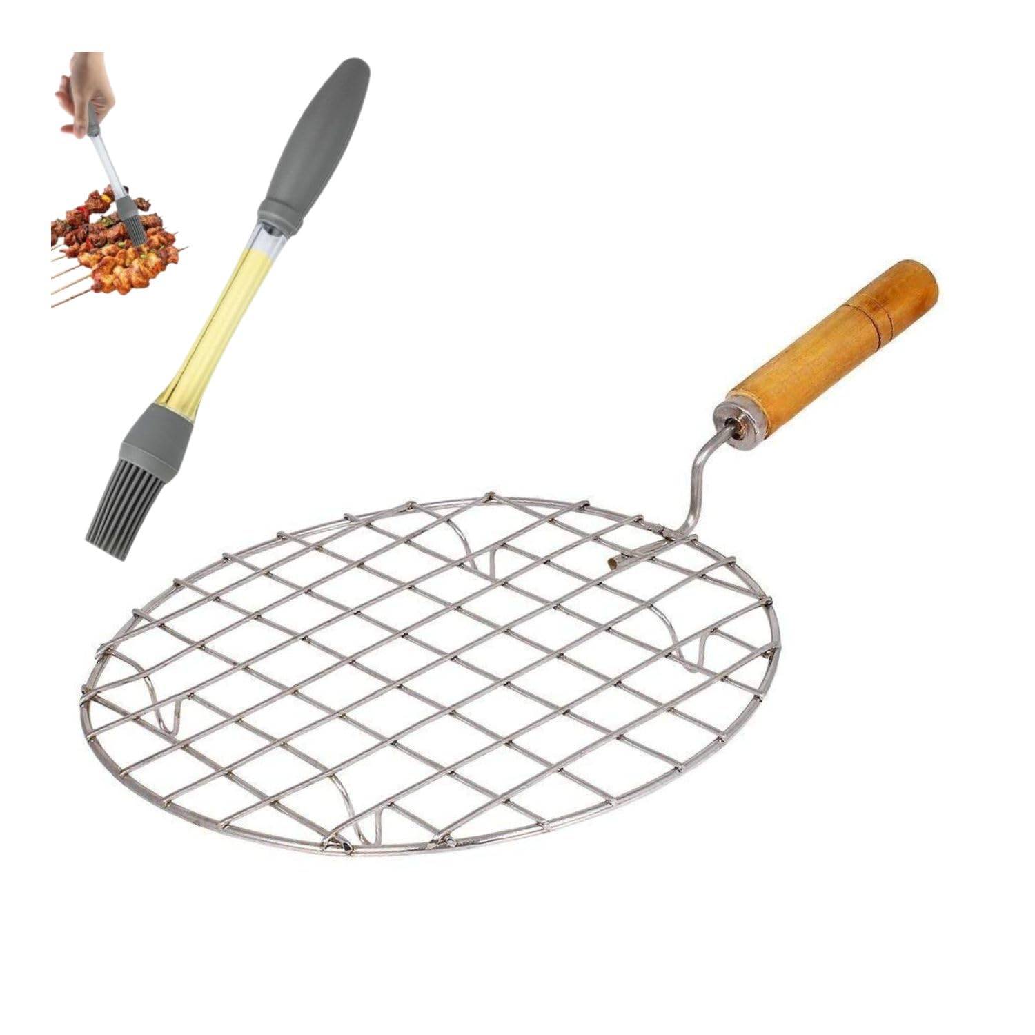 Helemix Spiral Roti Jali with Wooden Handle – Stainless Steel Phulka Papad Roaster with Legs for Gas Stove | Circular Wire Grill Rack for Flame Roasting | Traditional Indian Tandoor Jali-image-15