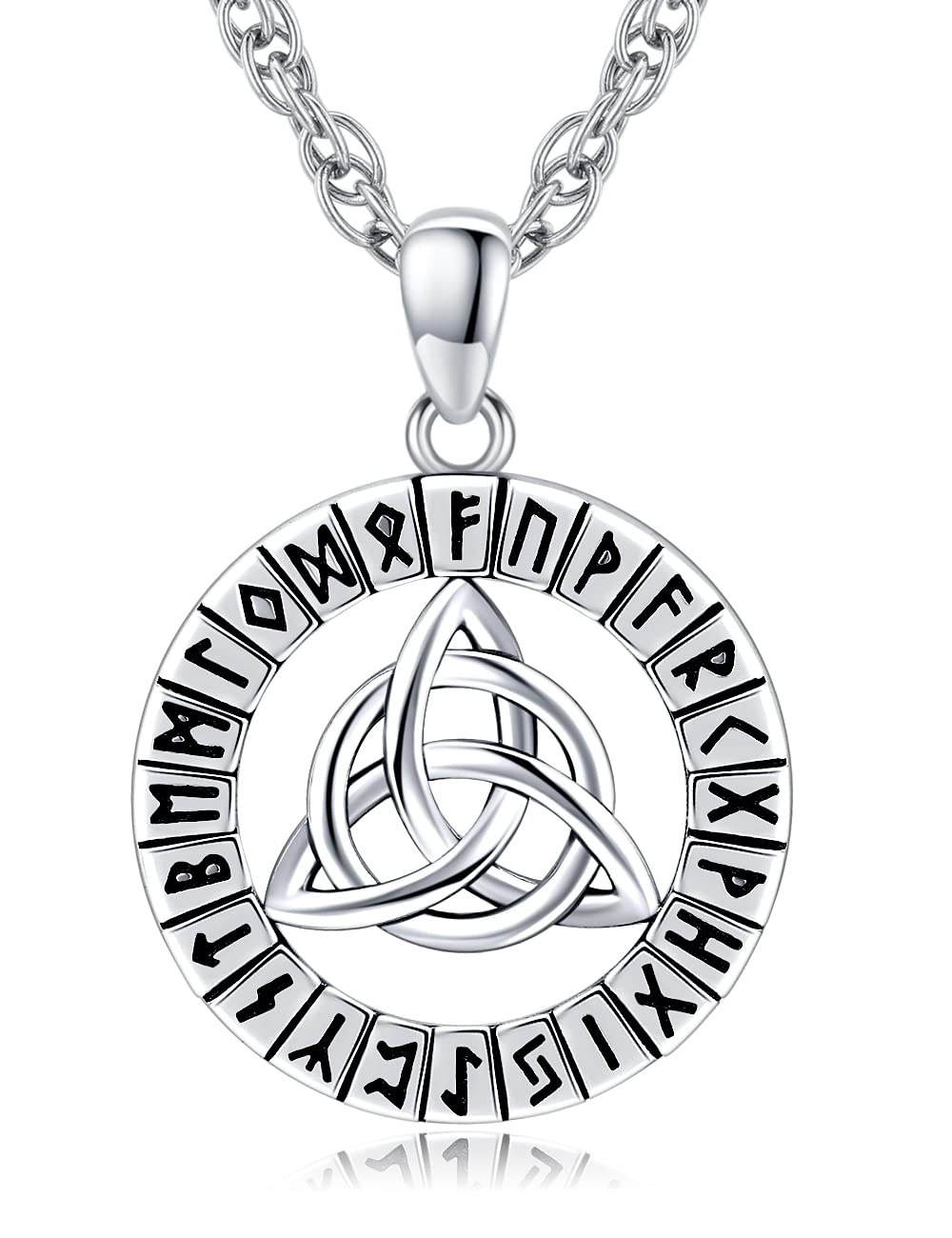 Friggem Collar Vikingo de Plata de Ley 925 Runas Vikingo Colgante, Collar con Colgante Celta, Amuleto Vikinga Nórdico Joyería para Hombres Mujeres