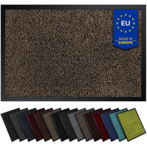 Gentle North Hochwertige Fußmatte beige-schwarz 90x120 groß für Innen & Außen - Schmutzfangmatte rutschfest, waschbar & wetterfest - Fussmatte für Eingangsbereich & Aussenbereich - Läufer Flur dünn