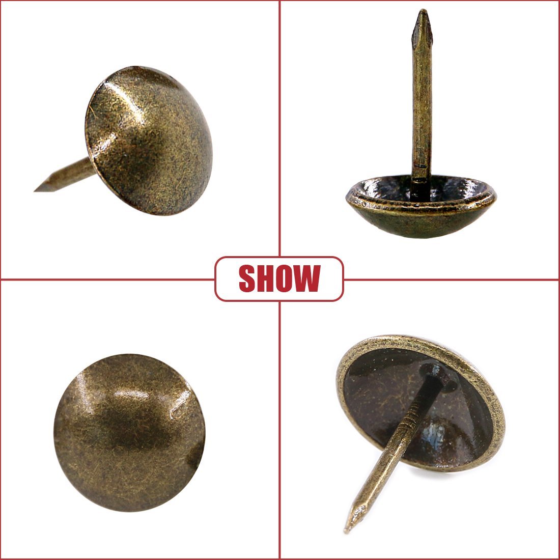 Antique Brass Tacks - 200 Pack for Upholstery & Decor -4