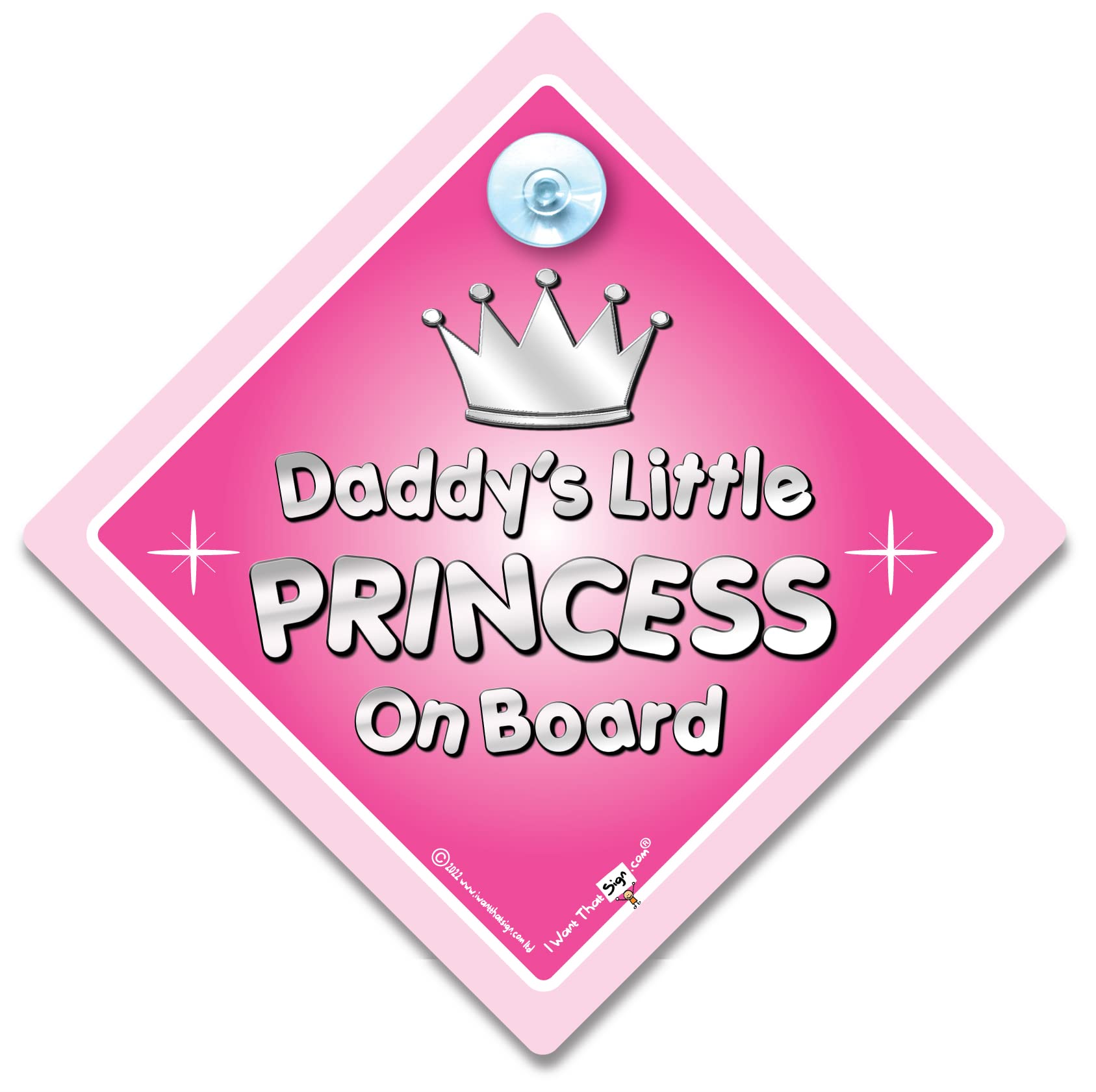 Iwantthatsign.com Pink Daddy's Little Princess On Board Sign, Baby On Board Sign For Princesses, Princess Car Sign, Child On Board Car Sign To Deter Tailgating 14Cm X 14Cm