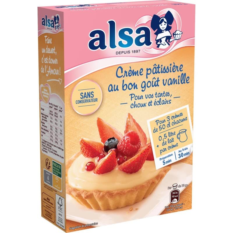Alsa 3 sacchetti per crema pasticceria, 390 g, 3 confezioni