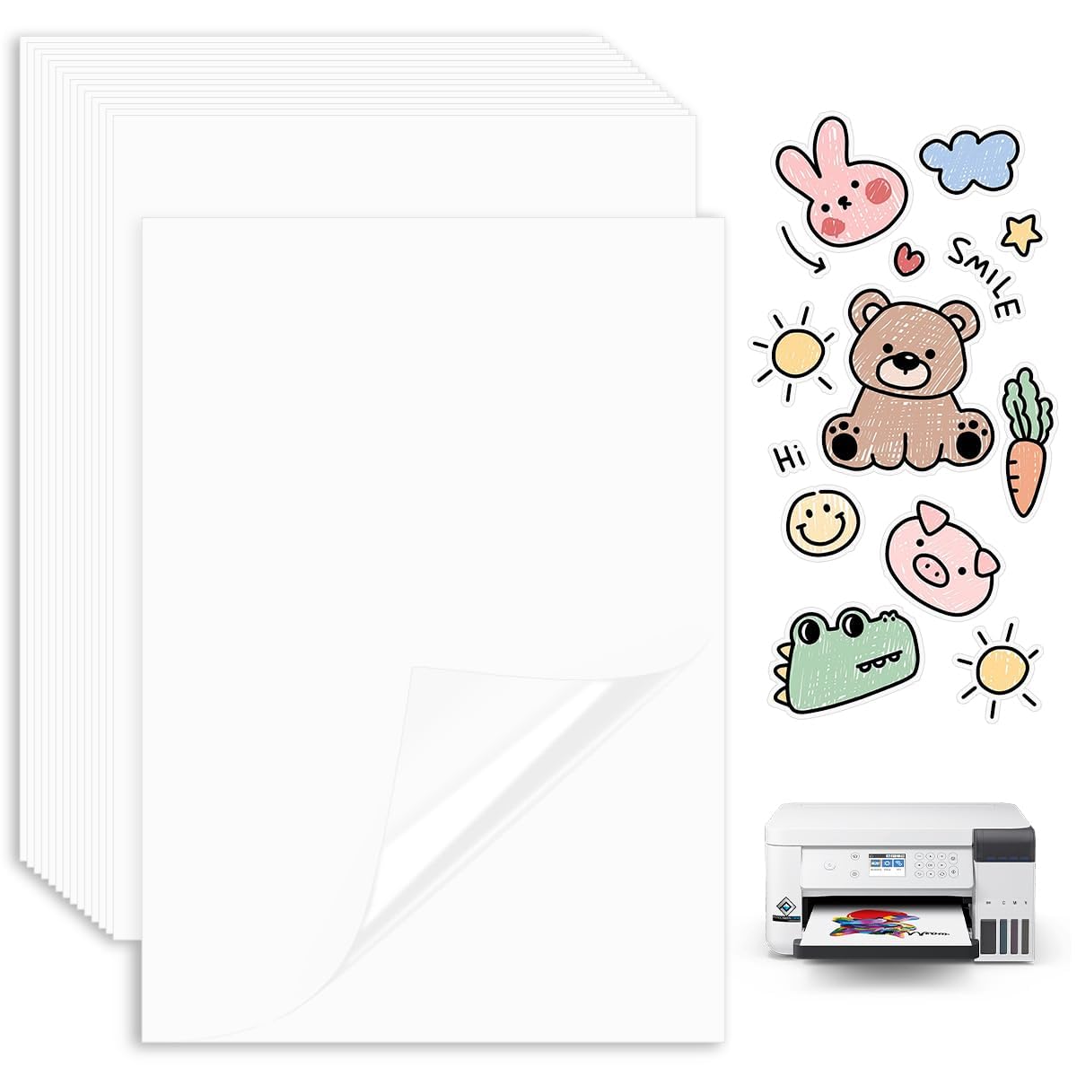 25 Sheets A4 Glossy Transparent Self Adhesive Vinyl Sticker Paper