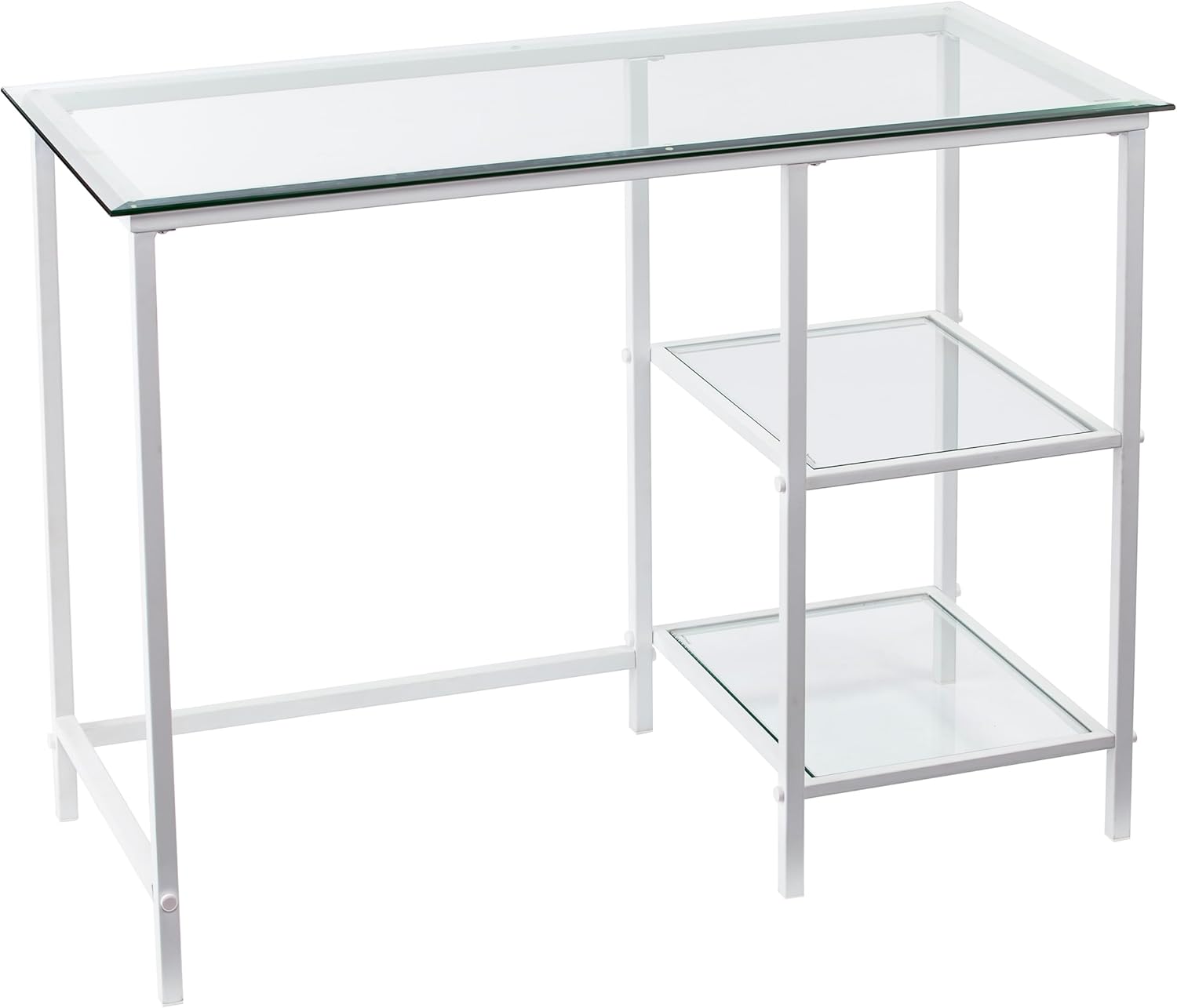 SEI Furniture Layton Metal/Glass Student Desk, White