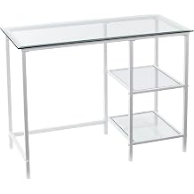 SEI Furniture Layton Metal/Glass Student Desk, White
